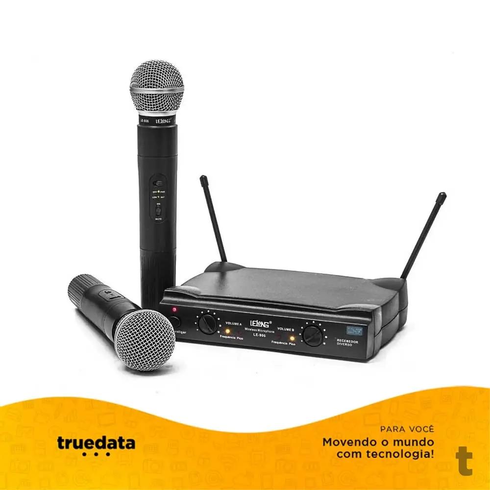 Microfone Profissional Sem Fio Lelong Le-906 Duplo Truedata
