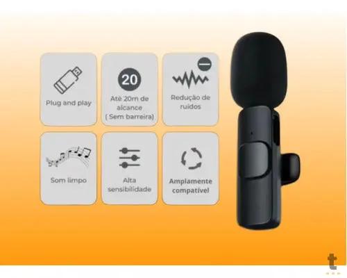 Microfone Sem Fio C/ 2 Microfones Wireless Lapela Tipo C K9 Truedata