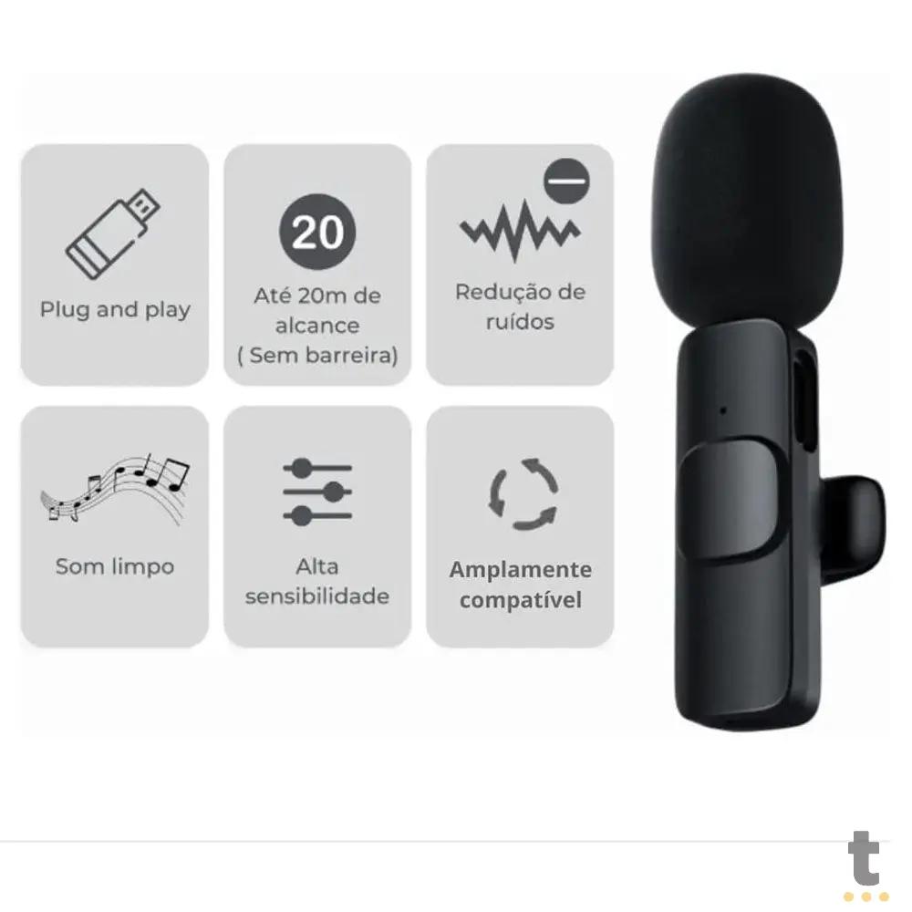 Microfone Sem Fio Wireless Lapela Tipo C - F2 Truedata