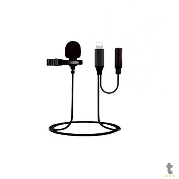 Microfone de Lapela Lavalier 1,5m Lightning (Iphone) - WH7964