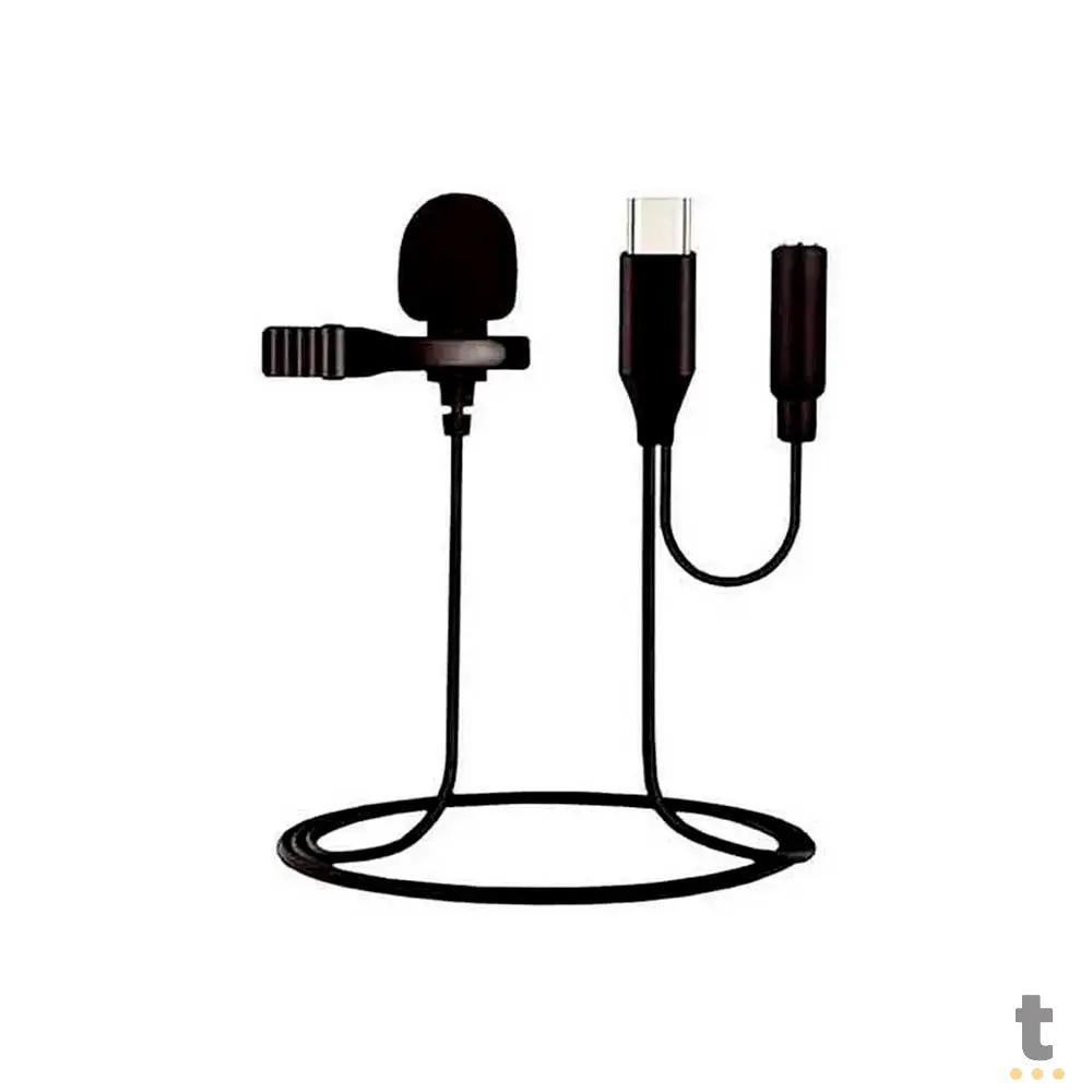 Microfone de Lapela Lavalier 1,5m Tipo C - WH7964 Truedata