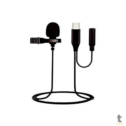 Microfone de Lapela Lavalier 1,5m Tipo C - WH7964 Truedata