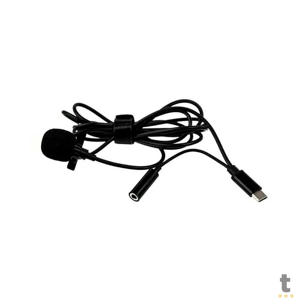 Microfone de Lapela Lavalier 1,5m Tipo C - WH7964 Truedata