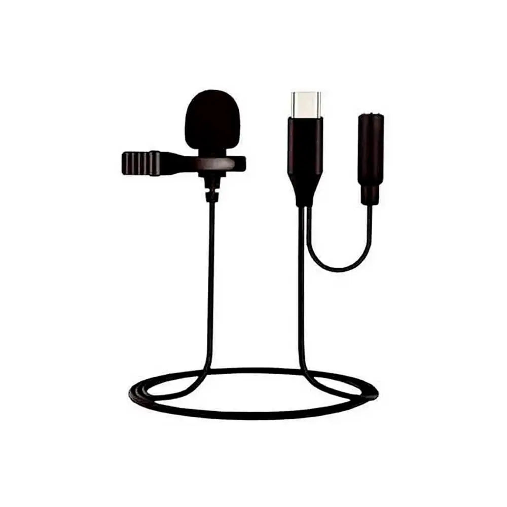 Microfone de Lapela Lavalier 1,5m Tipo C - WH7964 Truedata