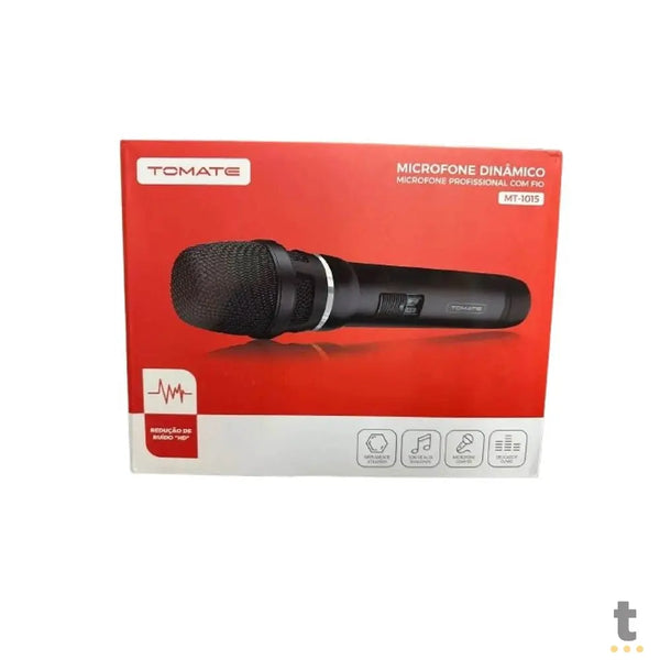 Microfone de Mão Dinâmico Profissional C/ Fio 4m Tomate - MT-1015