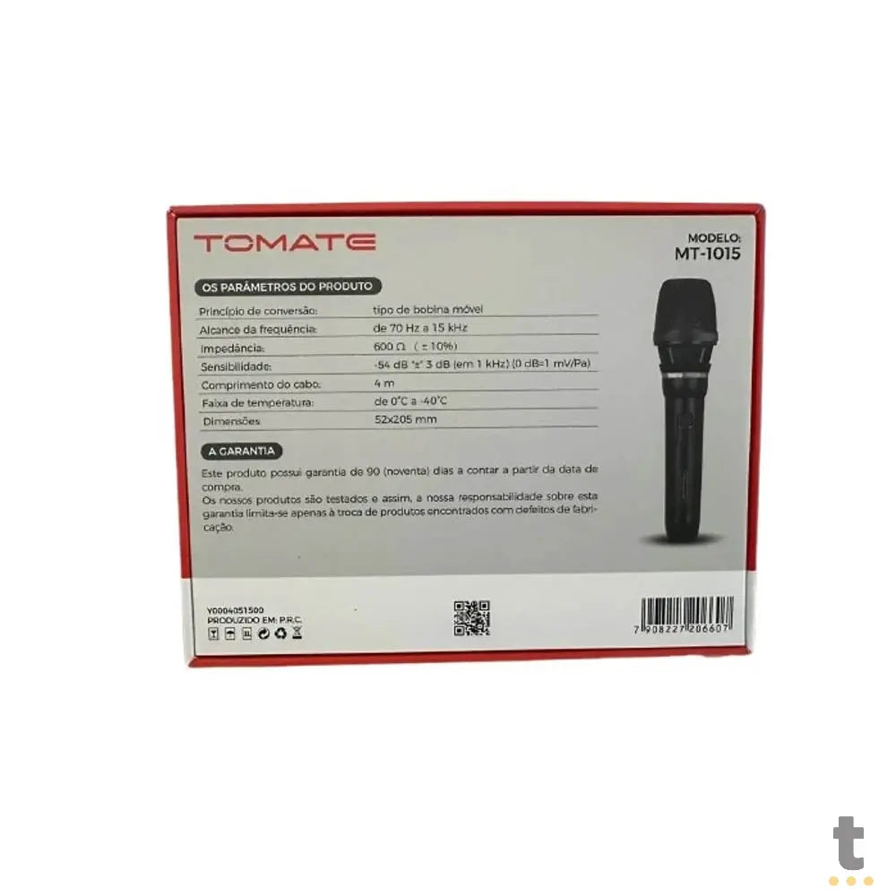 Microfone de Mão Dinâmico Profissional C/ Fio 4m Tomate - MT-1015 Truedata