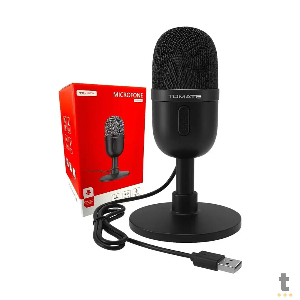 Microfone de Mesa Usb Dinâmico 48KHZ Tomate - MT-1061 Truedata