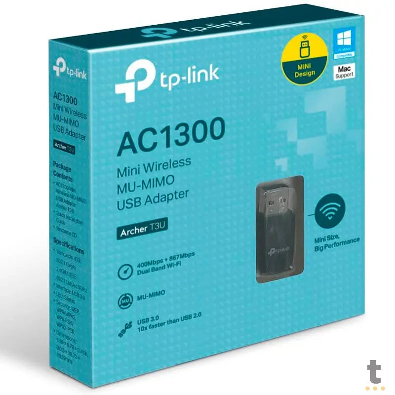 Mini Adaptador Wireless TP-Link USB 1300Mbps - Archer T3u Dual Band Truedata