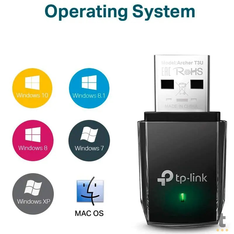 Mini Adaptador Wireless TP-Link USB 1300Mbps - Archer T3u Dual Band Truedata