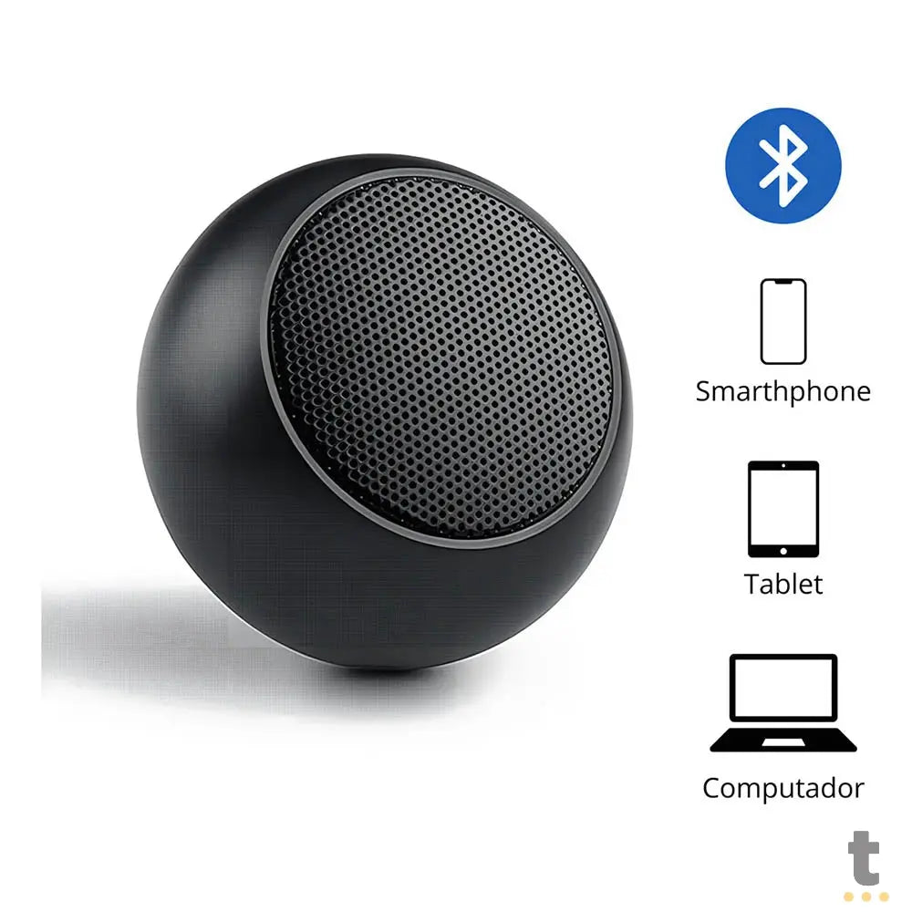 Mini Caixa De Som Bluetooth Até 4Hrs 3W - SM-03 - Preta Truedata