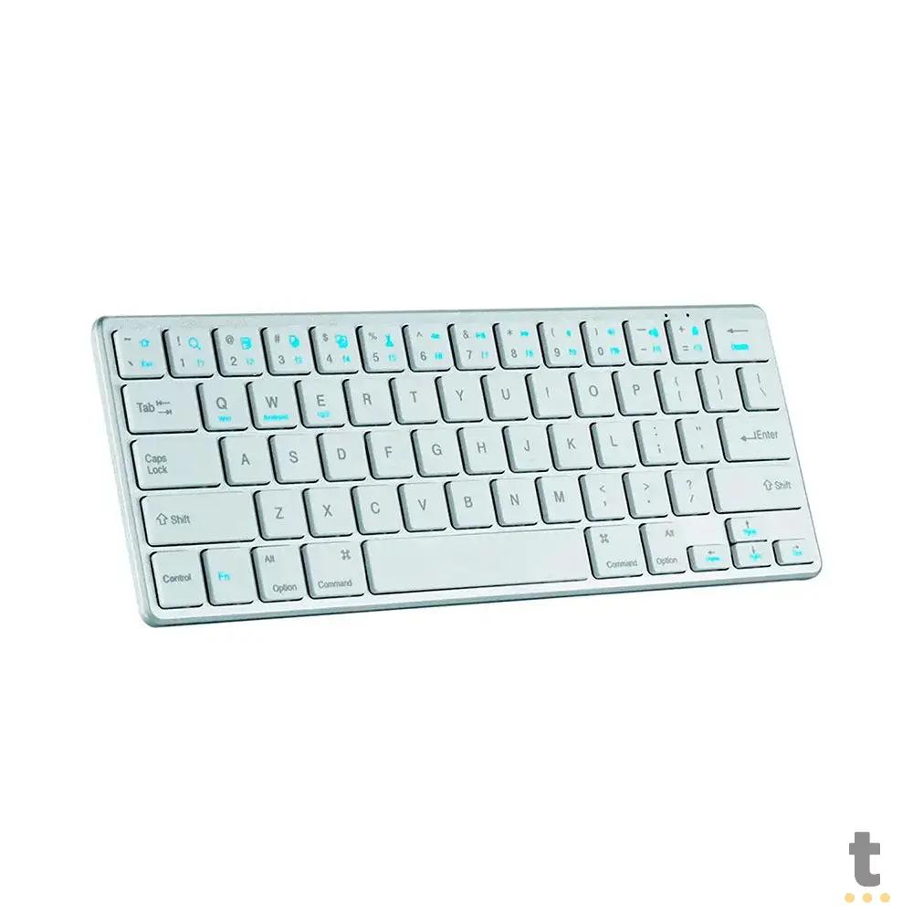 Mini Teclado Sem Fio Knup Bluetooth Multi-Device Branco - KP-TE109 Truedata