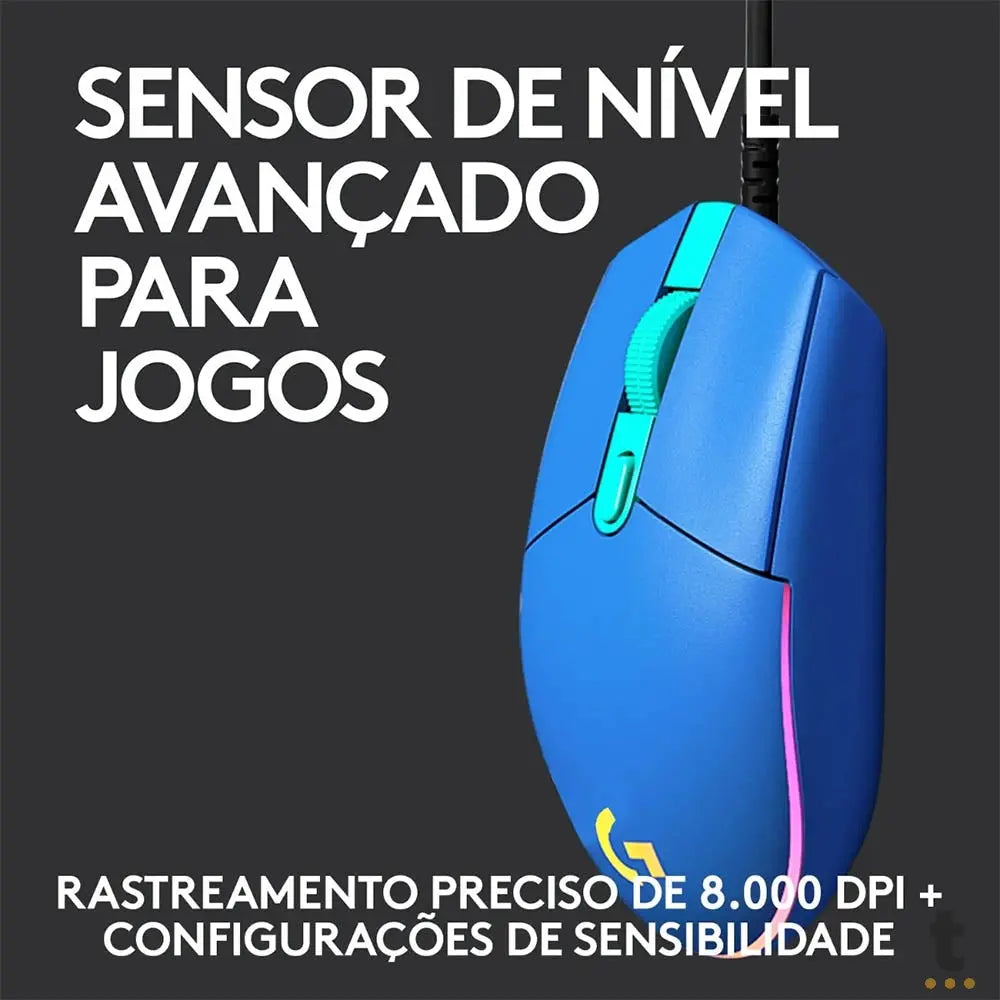 Mouse Gamer Logitech G203 LightSync 6 Botões 8000dpi Azul C/ Rgb - 910-005795 Truedata
