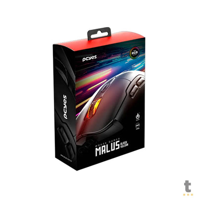 Mouse Gamer PCYes Malus Black Vulcan 6 Botões 12400dpi RGB - PMGHBV