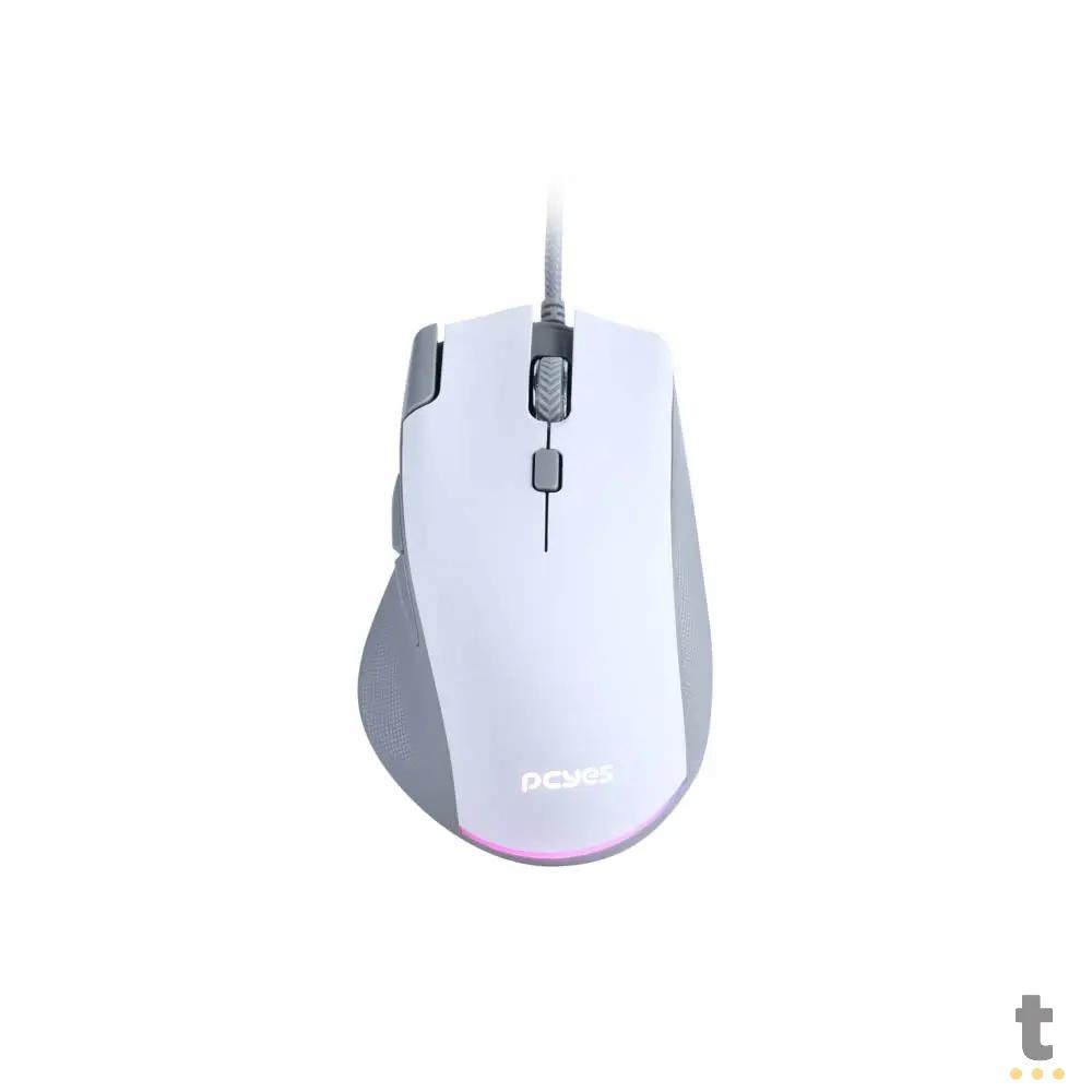Mouse Gamer PCYes Zyron 7 Botoes 12800dpi RGB Branco - PMGZRGBW Truedata