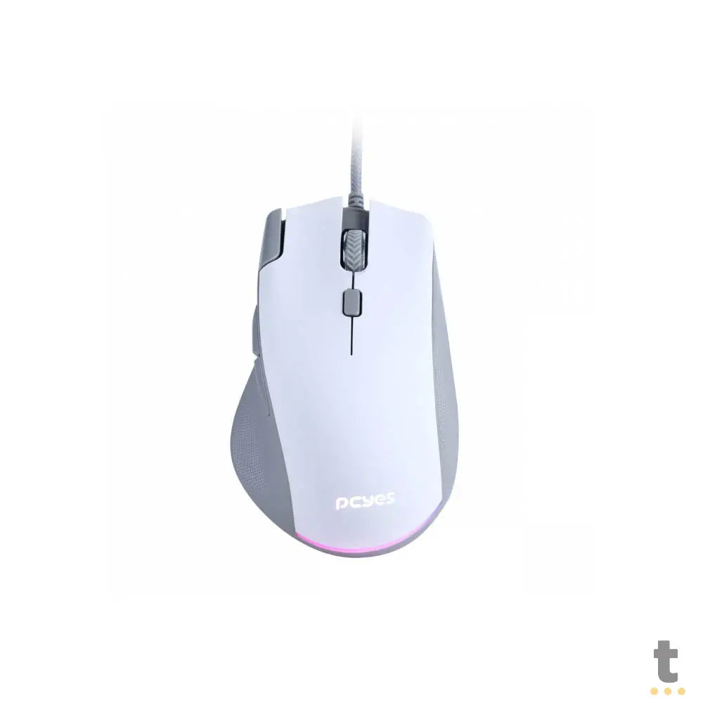 Mouse Gamer PCYes Zyron 7 Botoes 12800dpi RGB Branco - PMGZRGBW Truedata