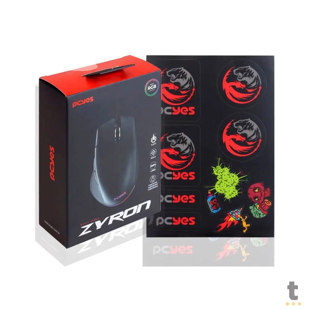 Mouse Gamer PCYes Zyron 7 Botoes 12800dpi RGB Preto - PMGZRGB Truedata