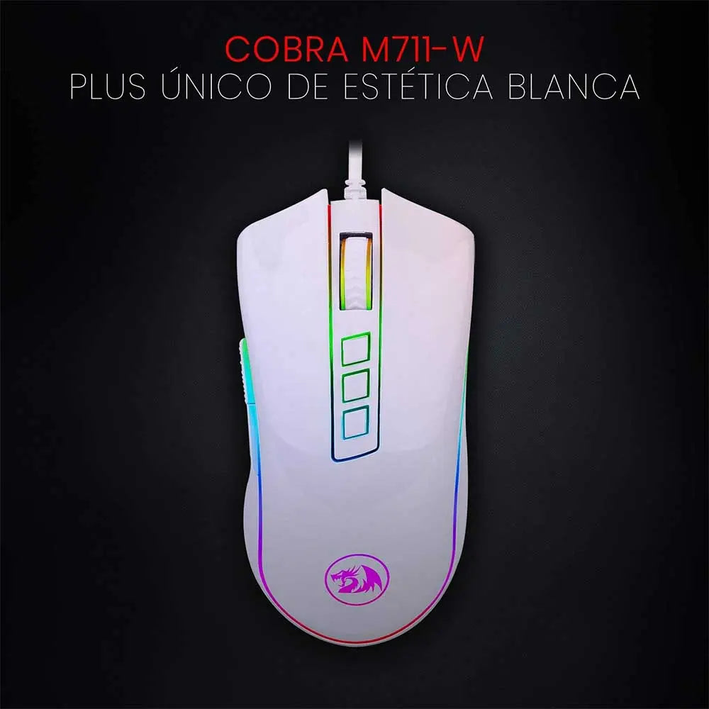 Mouse Gamer Redragon Cobra Lunar Branco RGB - M711W Truedata