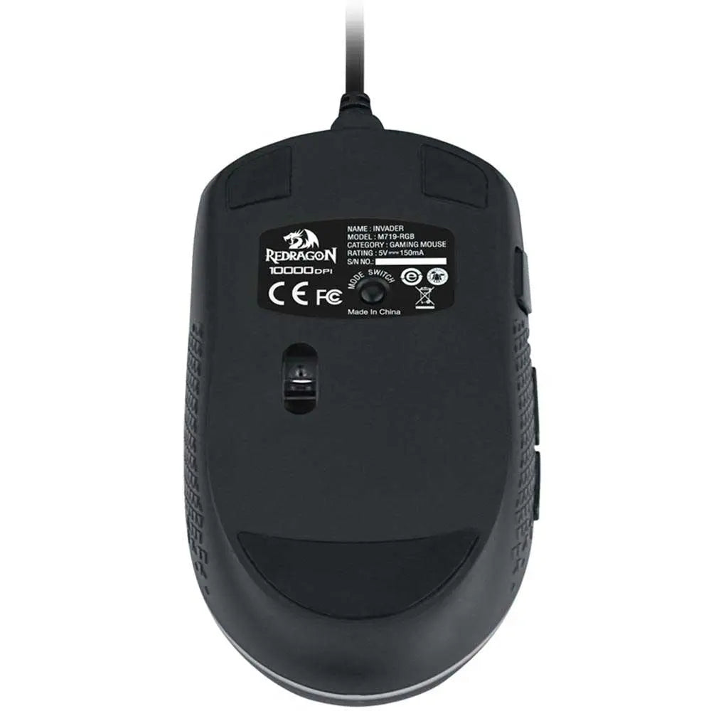 Mouse Gamer Redragon Invader 7 Botões 10000dpi Preto RGB - M719-RGB Truedata