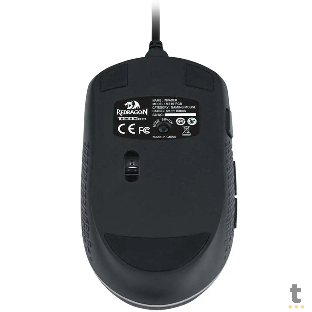 Mouse Gamer Redragon Invader 7 Botões 10000dpi Preto RGB - M719-RGB Truedata