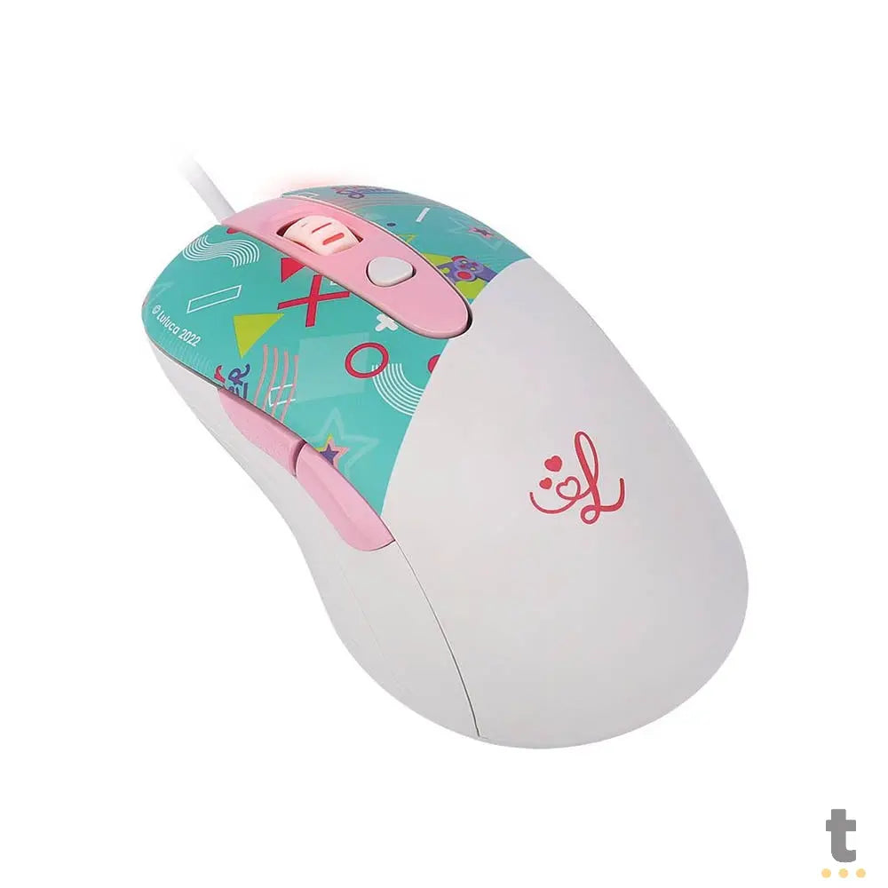 Mouse Gamer Redragon Luluca 7200dpi 5 Botões Branco C/ Estampa RGB - L703 Truedata