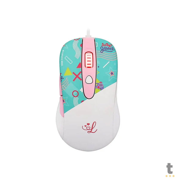 Mouse Gamer Redragon Luluca 7200dpi 5 Botões Branco C/ Estampa RGB - L703