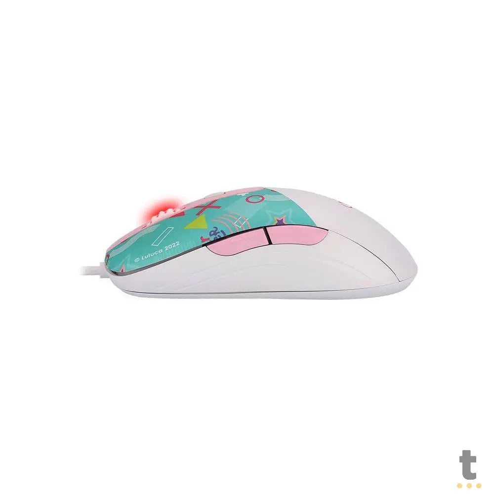 Mouse Gamer Redragon Luluca 7200dpi 5 Botões Branco C/ Estampa RGB - L703 Truedata