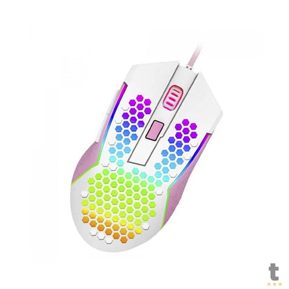 Mouse Gamer Redragon Reaping Elite 32000dpi 6 Botões RGB Branco e Rosa - M987WP-P Truedata