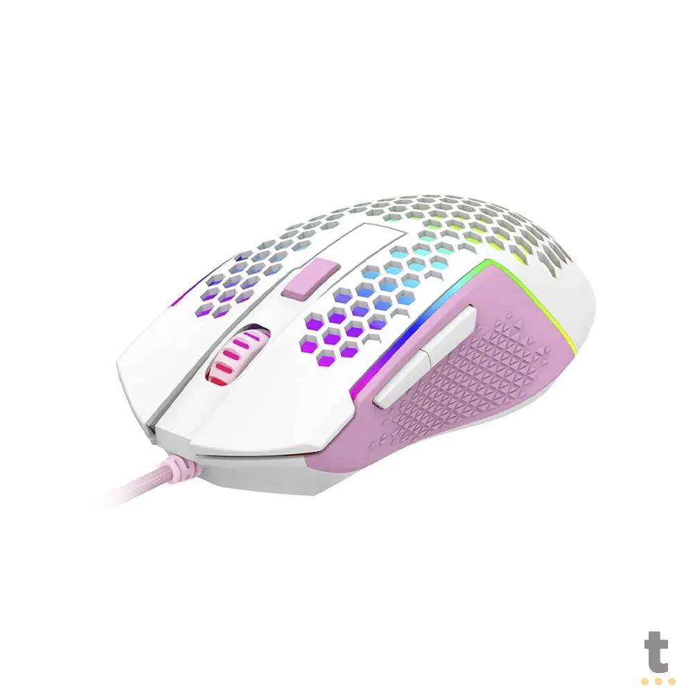 Mouse Gamer Redragon Reaping Elite 32000dpi 6 Botões RGB Branco e Rosa - M987WP-P Truedata