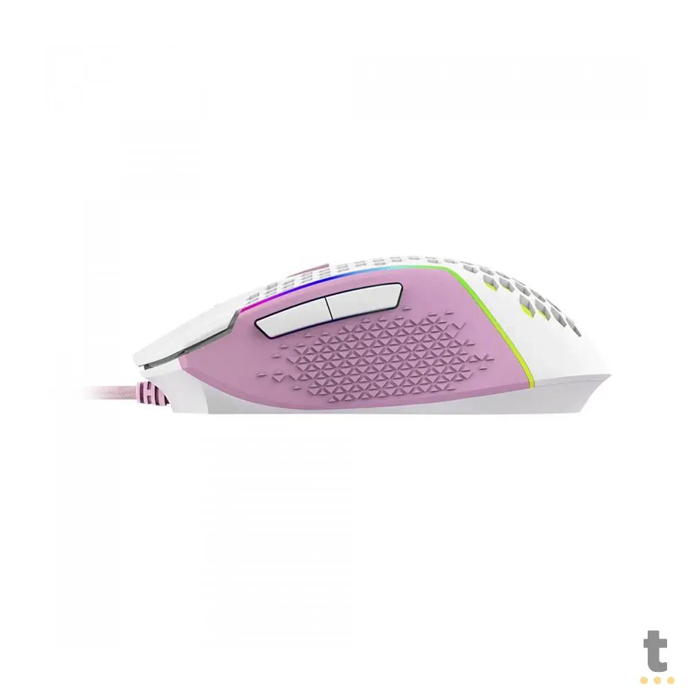 Mouse Gamer Redragon Reaping Elite 32000dpi 6 Botões RGB Branco e Rosa - M987WP-P Truedata