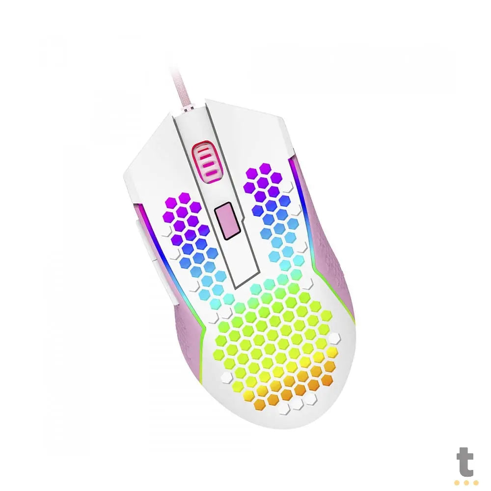 Mouse Gamer Redragon Reaping Elite 32000dpi 6 Botões RGB Branco e Rosa - M987WP-P Truedata