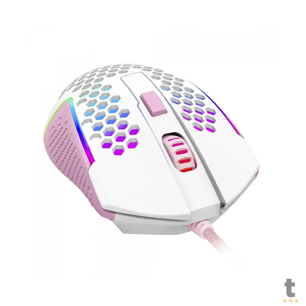 Mouse Gamer Redragon Reaping Elite 32000dpi 6 Botões RGB Branco e Rosa - M987WP-P Truedata