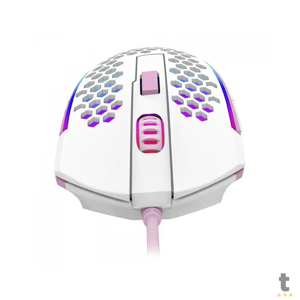 Mouse Gamer Redragon Reaping Elite 32000dpi 6 Botões RGB Branco e Rosa - M987WP-P Truedata