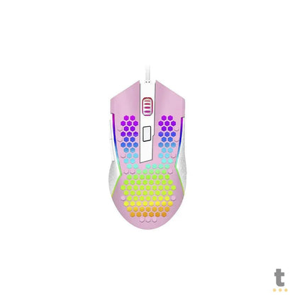 Mouse Gamer Redragon Reaping Elite 32000dpi 6 Botões RGB Rosa e Branco - M987PW-P Truedata