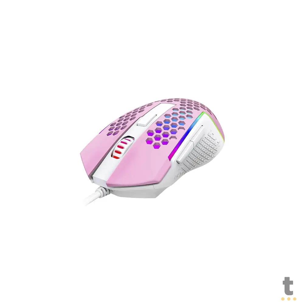 Mouse Gamer Redragon Reaping Elite 32000dpi 6 Botões RGB Rosa e Branco - M987PW-P Truedata