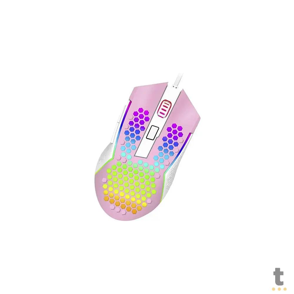 Mouse Gamer Redragon Reaping Elite 32000dpi 6 Botões RGB Rosa e Branco - M987PW-P Truedata