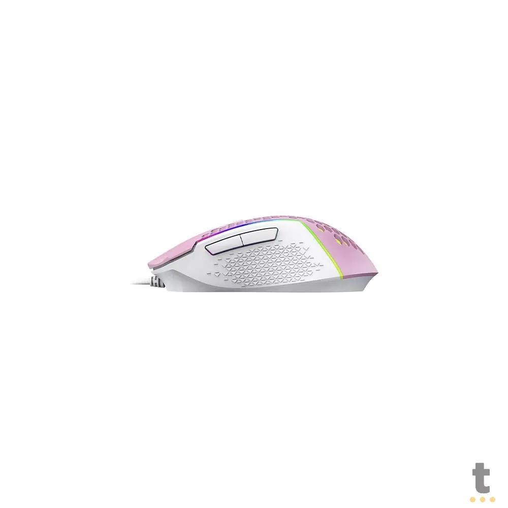 Mouse Gamer Redragon Reaping Elite 32000dpi 6 Botões RGB Rosa e Branco - M987PW-P Truedata