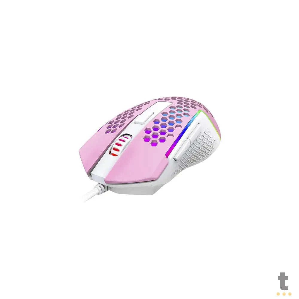 Mouse Gamer Redragon Reaping Elite 32000dpi 6 Botões RGB Rosa e Branco - M987PW-P Truedata