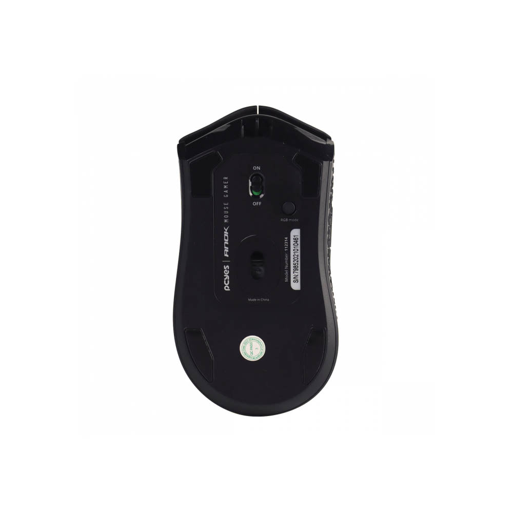 Mouse Gamer Sem Fio Recarregavel PCYes Anok 7 Botoes 16000dpi RGB Preto - PMGAKRGB Truedata