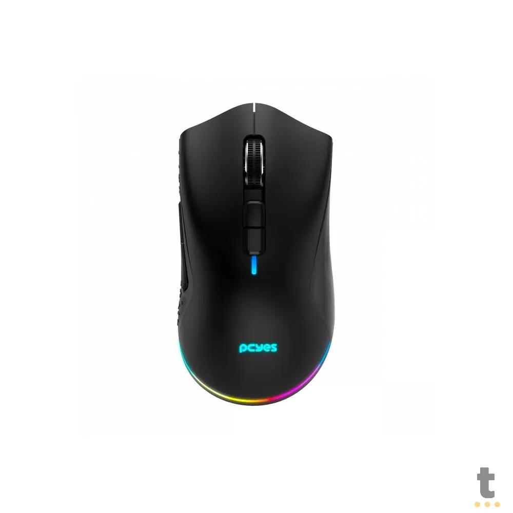 Mouse Gamer Sem Fio Recarregavel PCYes Anok 7 Botoes 16000dpi RGB Preto - PMGAKRGB Truedata