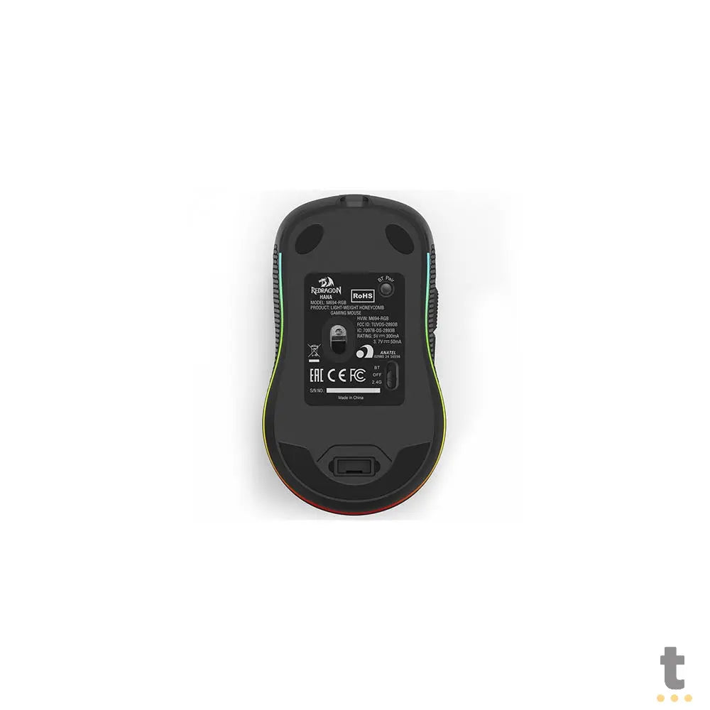 Mouse Gamer Sem Fio Recarregável Redragon Hana Wireless USB-C Bluetooth 7200dpi 7 Botões Preto RGB - M694-RGB Truedata