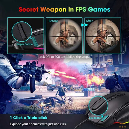 Mouse Gamer T-Dagger Bettle 10 Botoes 8000dpi RGB - T-TGM305 Truedata