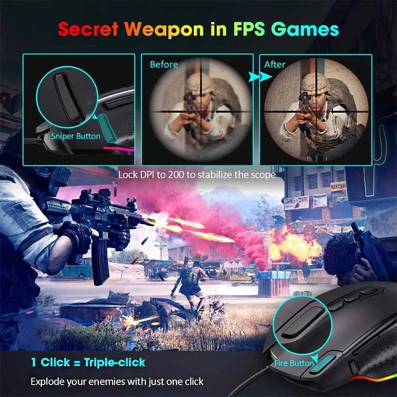 Mouse Gamer T-Dagger Bettle 10 Botoes 8000dpi RGB - T-TGM305 Truedata