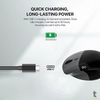 Mouse Sem Fio Ergonomico Fantech Go Comfy Silent 1600Dpi Ajustável 7 Botões Cinza - W195R Truedata