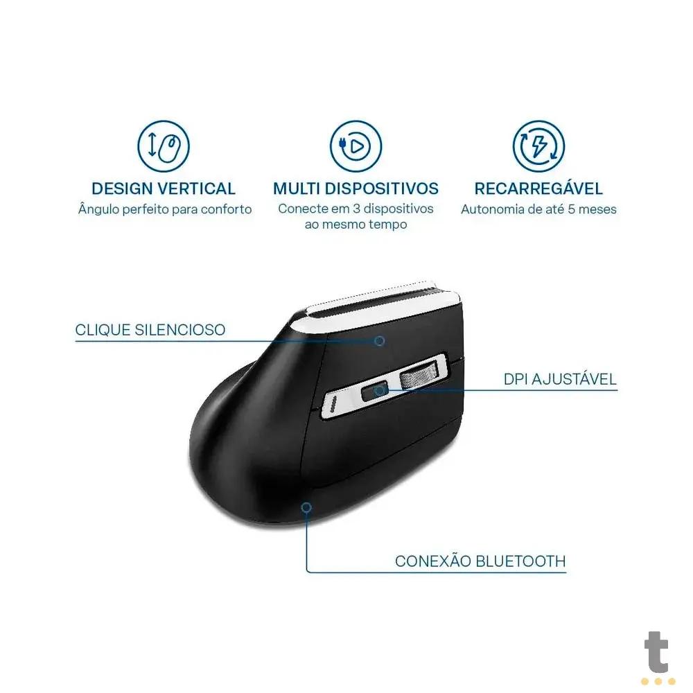 Mouse Sem Fio Ergonomico Multi 3200Dpi Ajustável 6 Botões Preto - MO382 Truedata