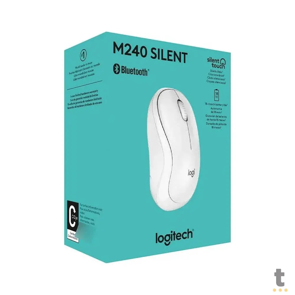 Mouse Sem Fio Logitech M240 Bluetooth Silent Branco - 910-007116 Truedata