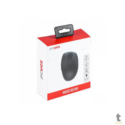 Mouse Sem Fio Recarregável PCYes REC100 Silent Click 1800Dpi Preto - PMRWMDSCB Truedata