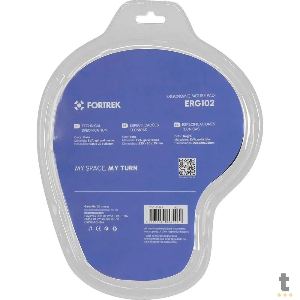 Mousepad Com Apoio De Pulso Ergonômico Em Gel Cor Preto Fortrek - ERG-102 Truedata