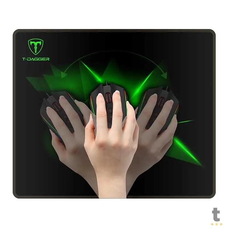 Mousepad Gamer T-Dagger Geometry M Preto/Verde 360x300mm - T-TMP201 Truedata