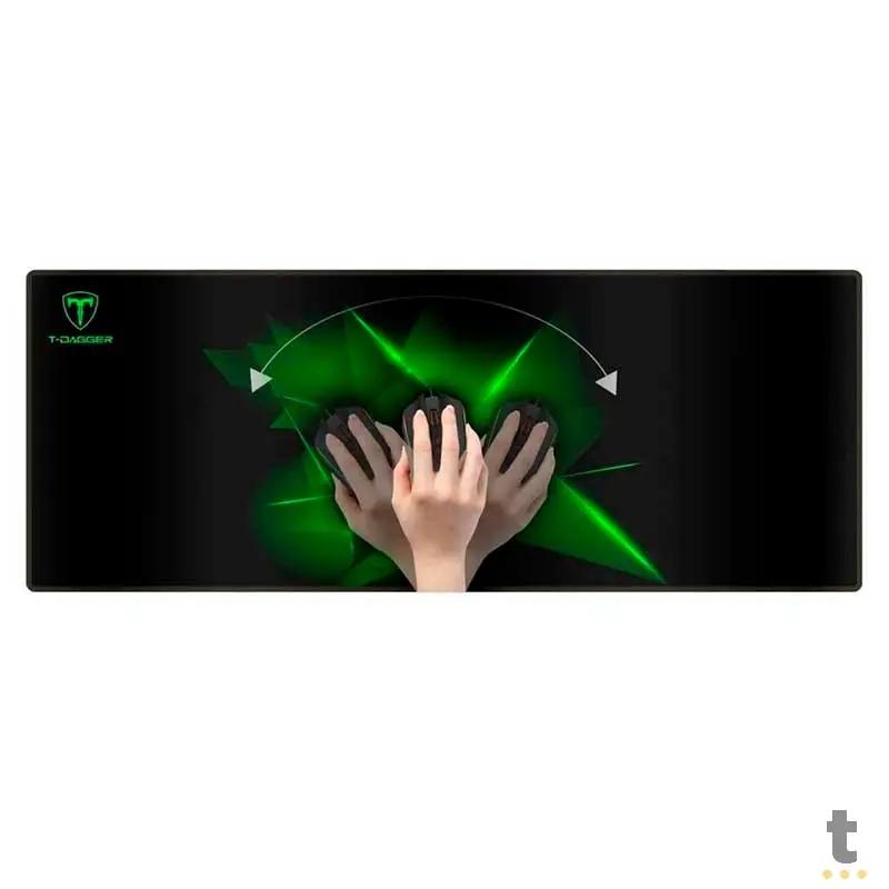 Mousepad Gamer T-Dagger Geometry S P/ Teclado e Mouse Preto/Verde 780x300mm - T-TMP301 Truedata