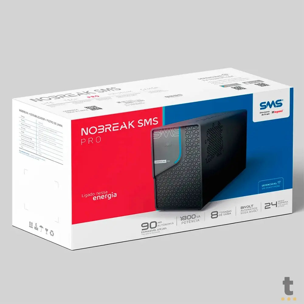 Nobreak 1800va Sms Pro Semi Senoidal Wifi Usb E - Bivolt Auto S - Bivolt Manual - Pn 29403 Truedata